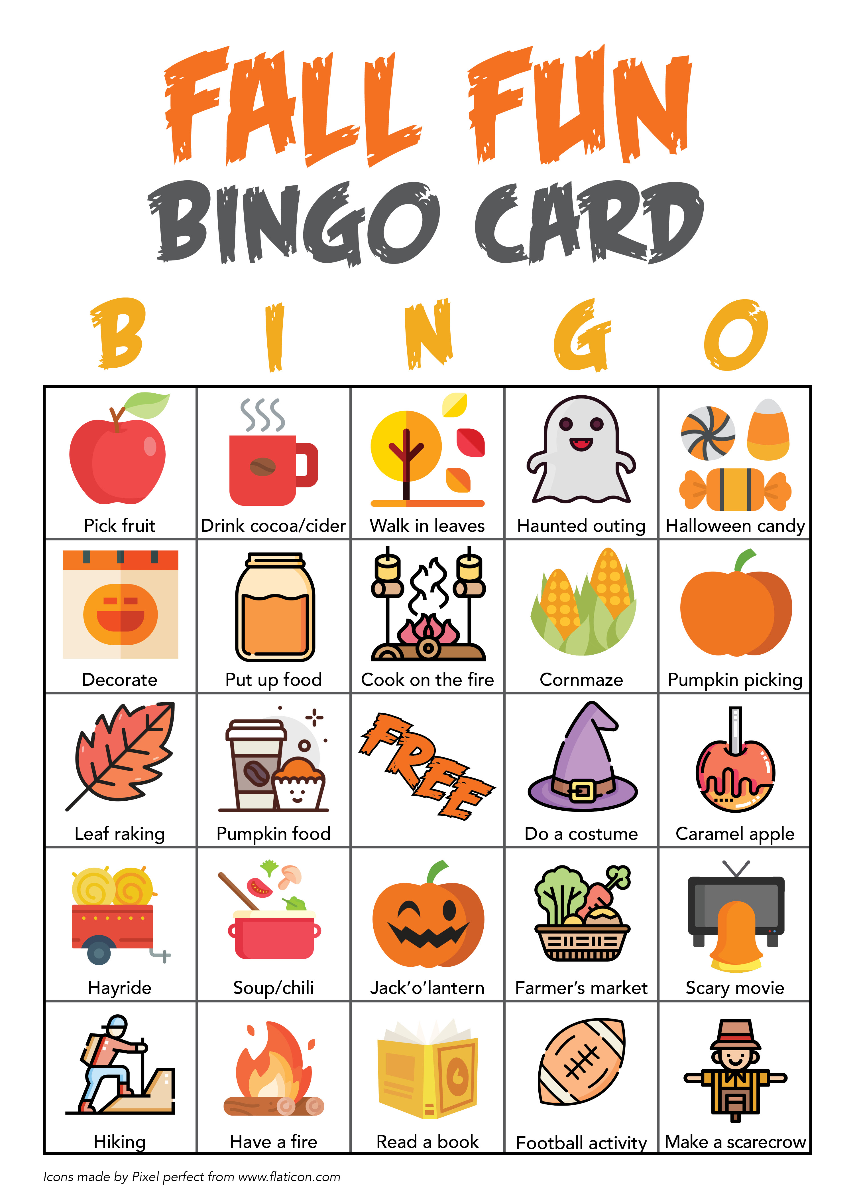 Autumn Bingo Free Printable